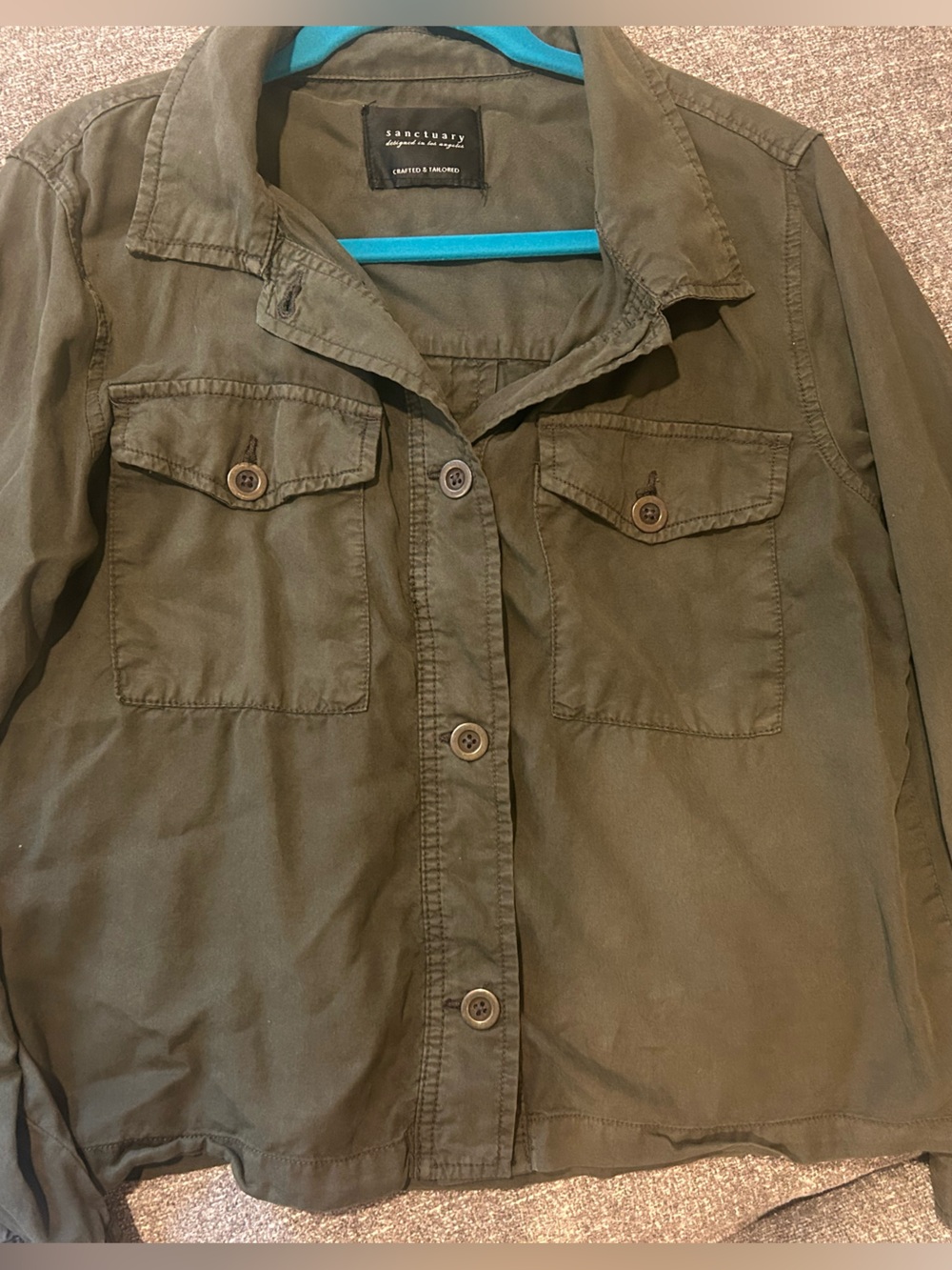 Sanctuary Olive Green Button-Down Utility Shirt